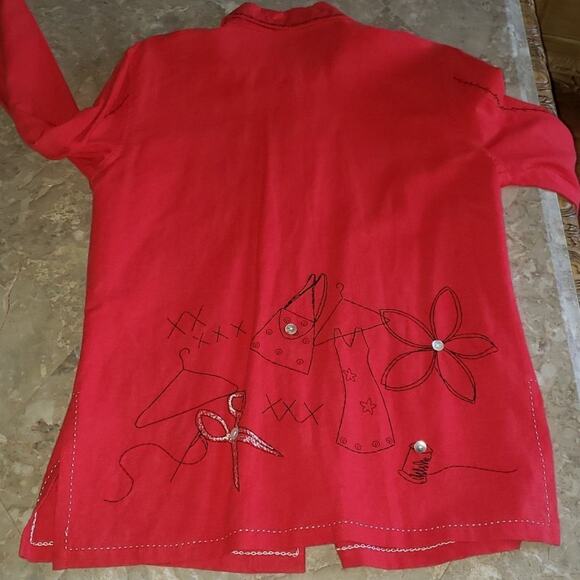 Vintage Ali Miles Stitched Embroidered Fashion Scene Long Sleeve Button Down - Picture 6 of 12